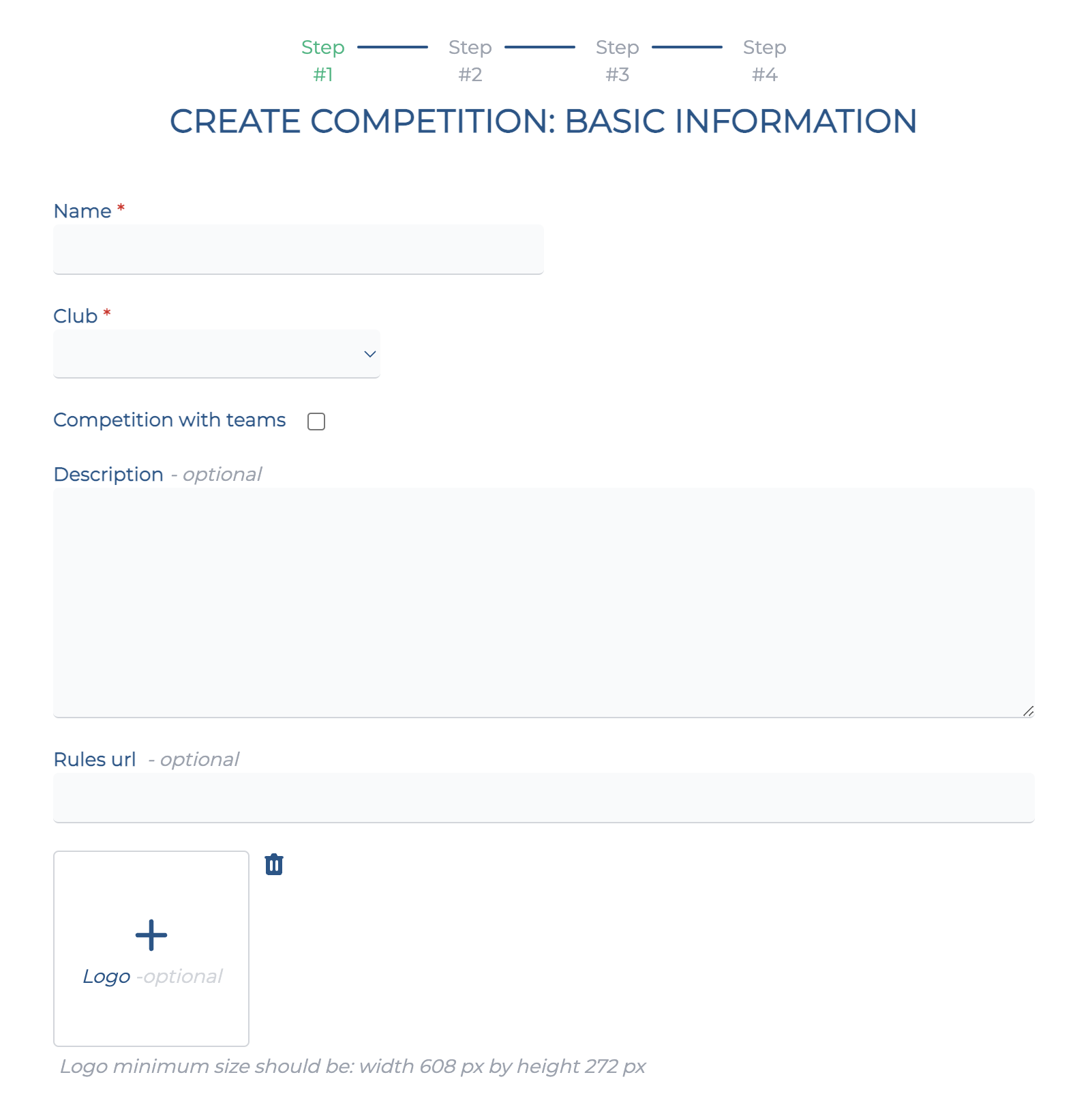 Screenshot of the Create Competition page