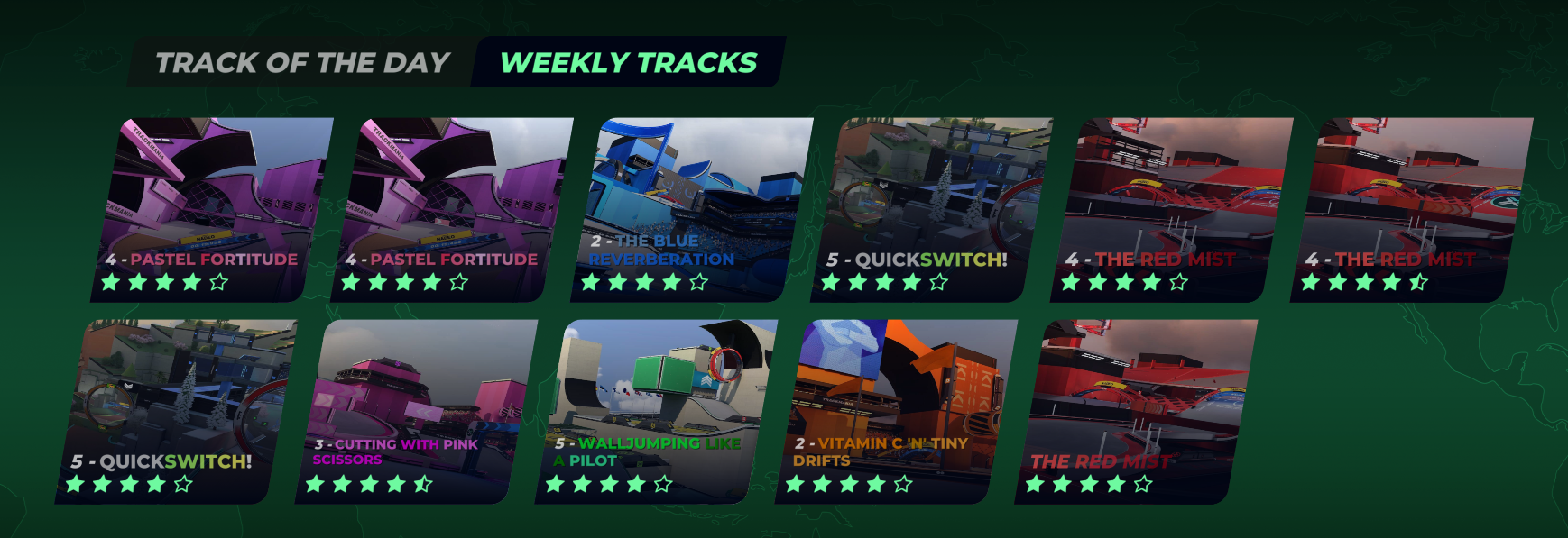 Submitted tracks menu