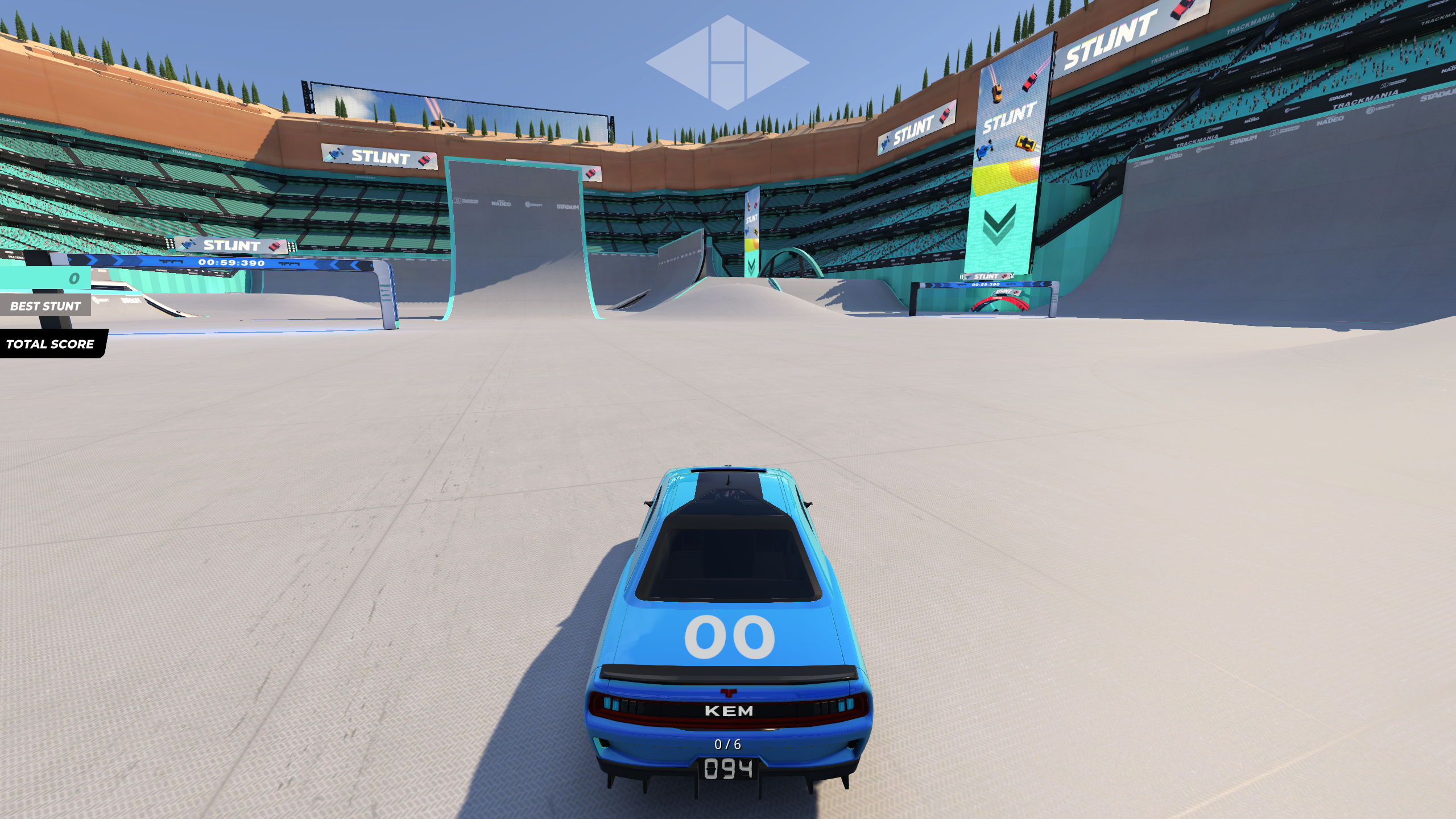 Stunt park example with two linked checkpoints visible